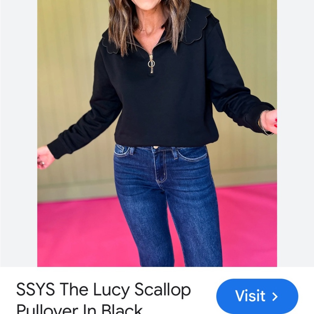 SSYS Black Scallop Zip-Up Women's Sweatshirt NWOT - Picture 4 of 7